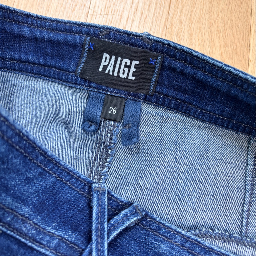 PAIGE Anessa Jeans Size 26 Dark Wash High Rise Wide Leg Crop Denim - Picture 4 of 5